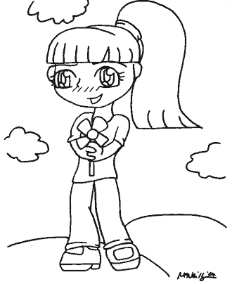 cartoon anime coloring page
